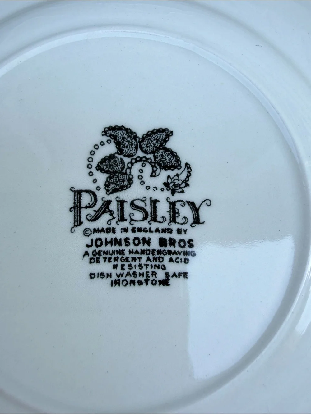 2 X Johnson Brothers Paisley Black and White Bread and Butter Plates